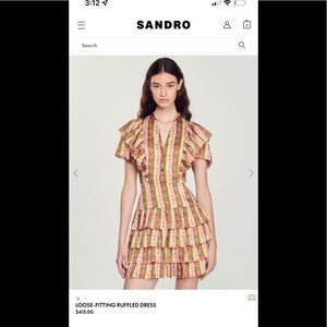 🧡🌸💚NEW WITH TAGS🧡🌸💚 Sandro Loose-fitting ruffled dress 38 US4